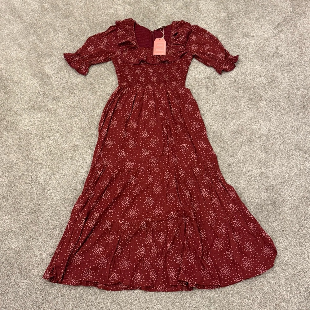 Ivy City co Gracie Maxi Dress in Wine burgundy Cotton size small NWT - Picture 4 of 14